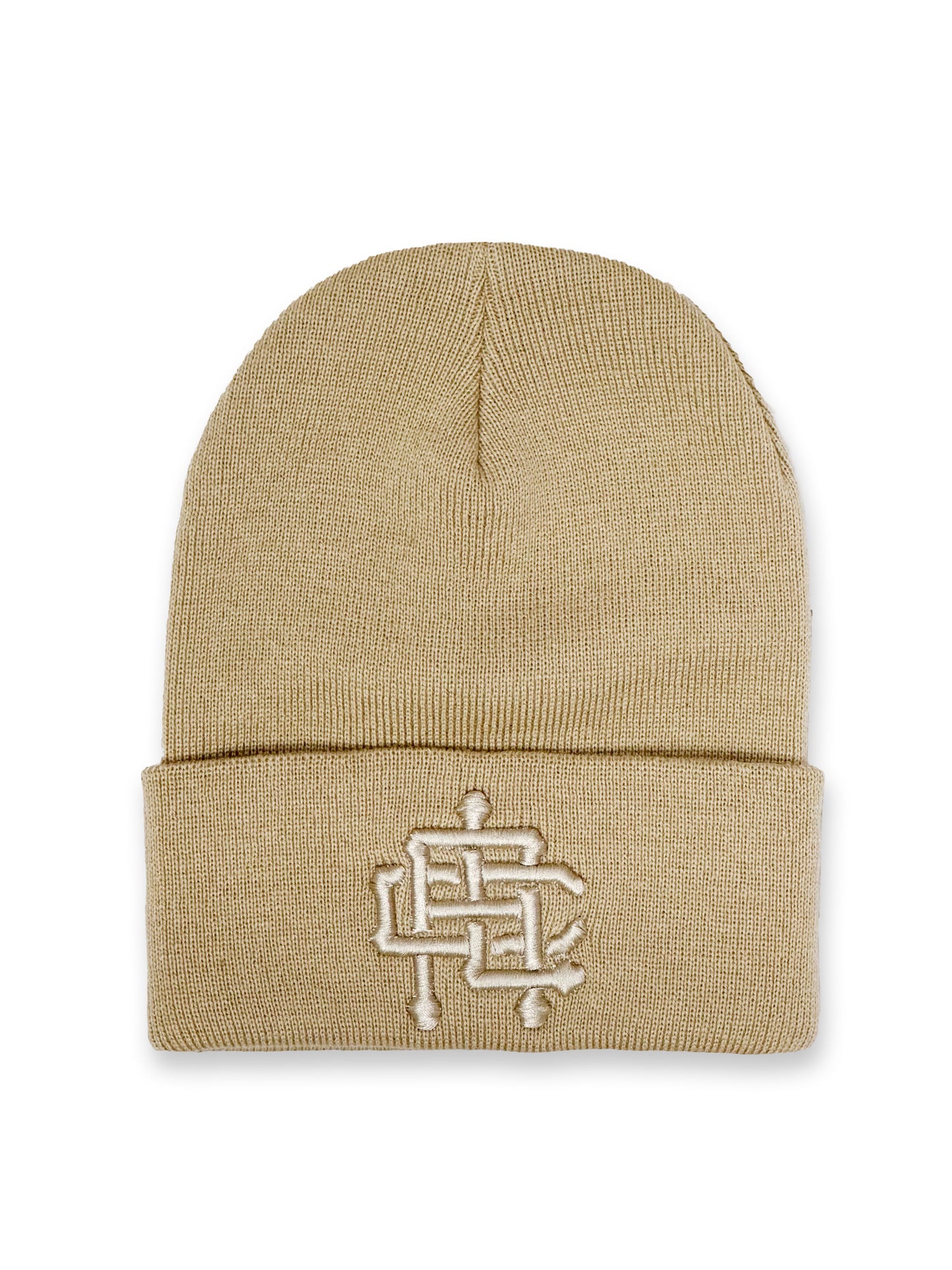 Monogram Logo Beanie- Tan
